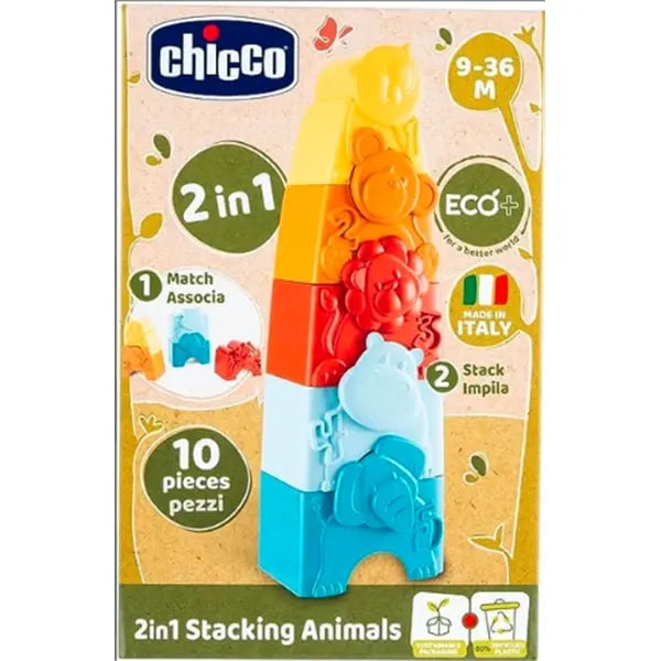 CHICCO BRINQUEDOS TORRE ANIMAIS 2 EM 1 ECO+ 9-36M