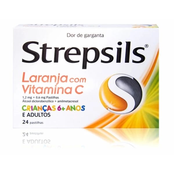 Strepsils Laranj c Vitamina C 0,6 mg 1,2 mg 24 Pst