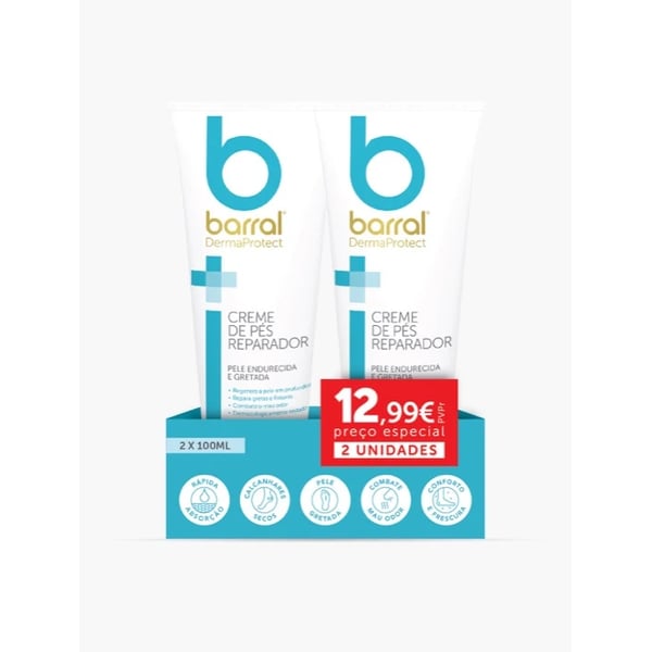 BARRAL DERMAPROTECT PROMO DUO CREME PÉS REPARADOR 2X100ML + PREÇO ESPEC