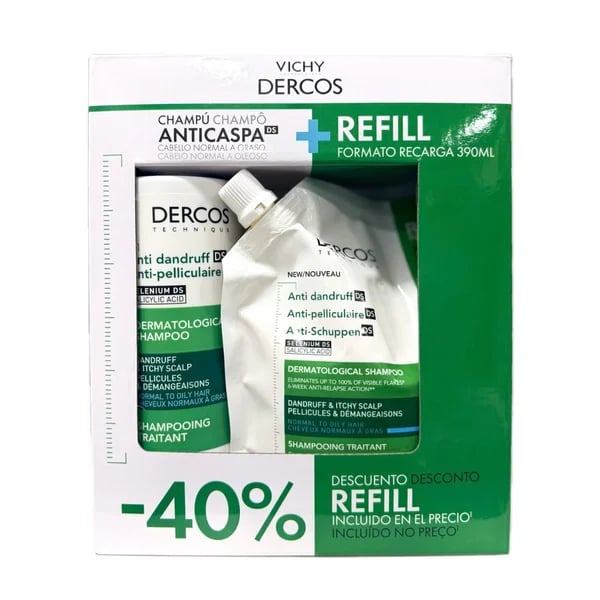 VICHY DERCOS CH ANTICASPA OLEOSA + RECARGA 390ML