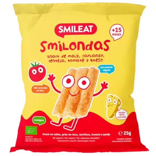 SMILEAT Snack Smilondas Milho com Tomate e Queijo Biológico - 25g