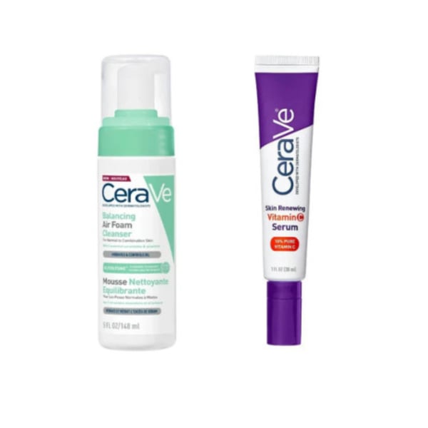 CeraVe Pack Air Foam Limpeza 148ml + Sérum Vitamina C 30ml | Pele Luminosa