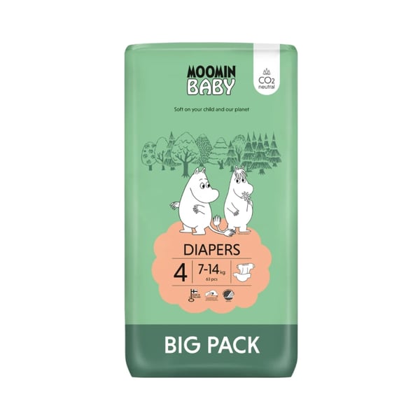 MOOMIN BABY Fraldas Tamanho 4 Big Pack - 63 unid.